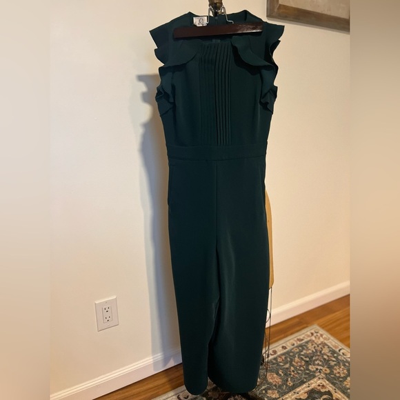 DRA Los Angeles emerald green pleated romper/jumpsuit XS - Picture 2 of 10